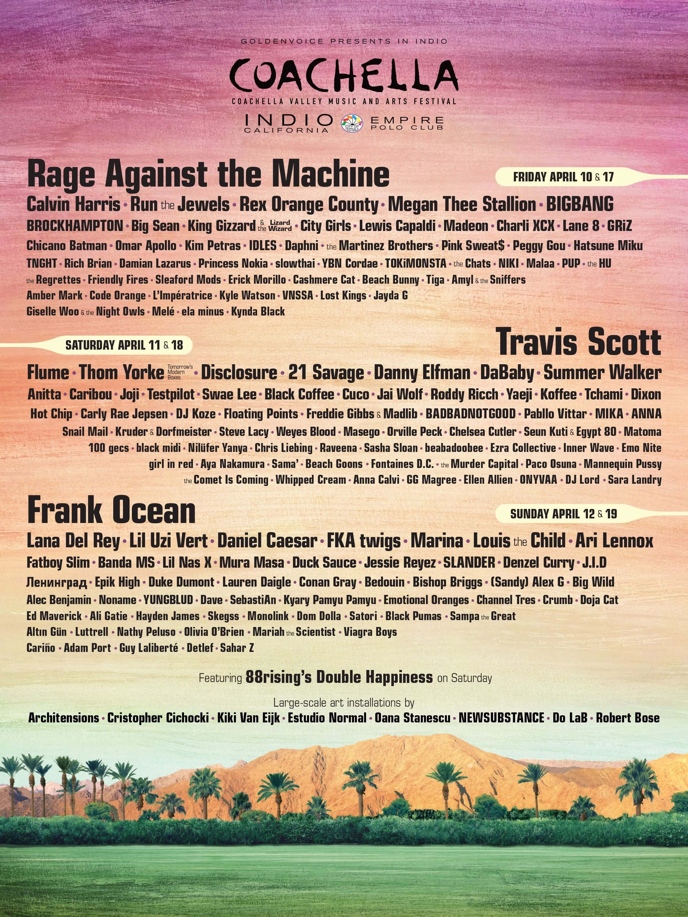 Lineup do Coachella 2020 