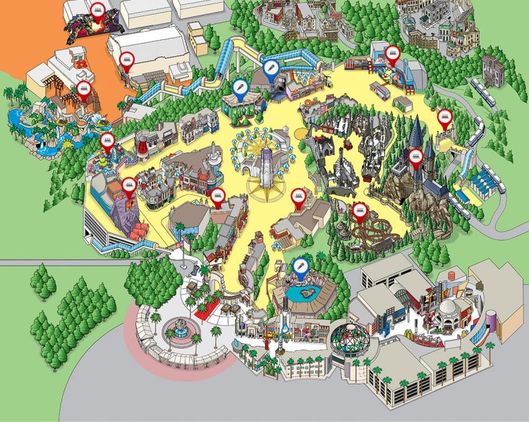 Mapa do parque Universal Studios Hollywood