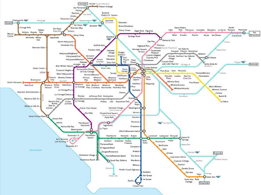 Mapa metrô Los Angeles