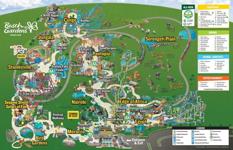 Mapa do Busch Gardens Tampa Bay