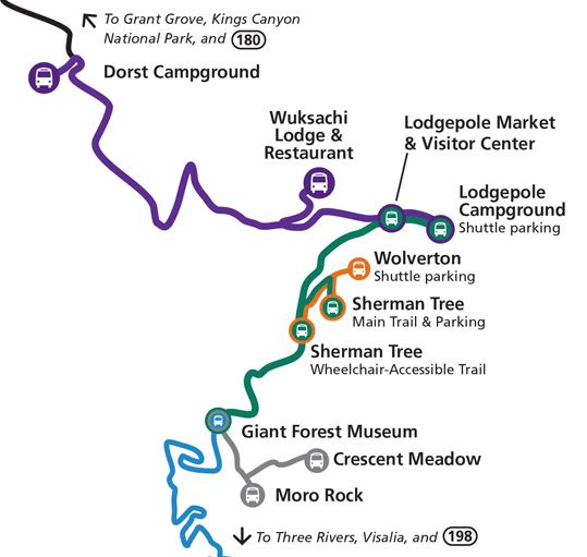 Mapa ônibus Praque Nacional da Sequoia