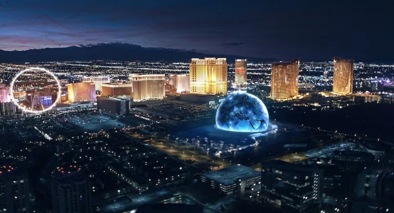 Imagem de simulação do MSG Sphere, em Las Vegas