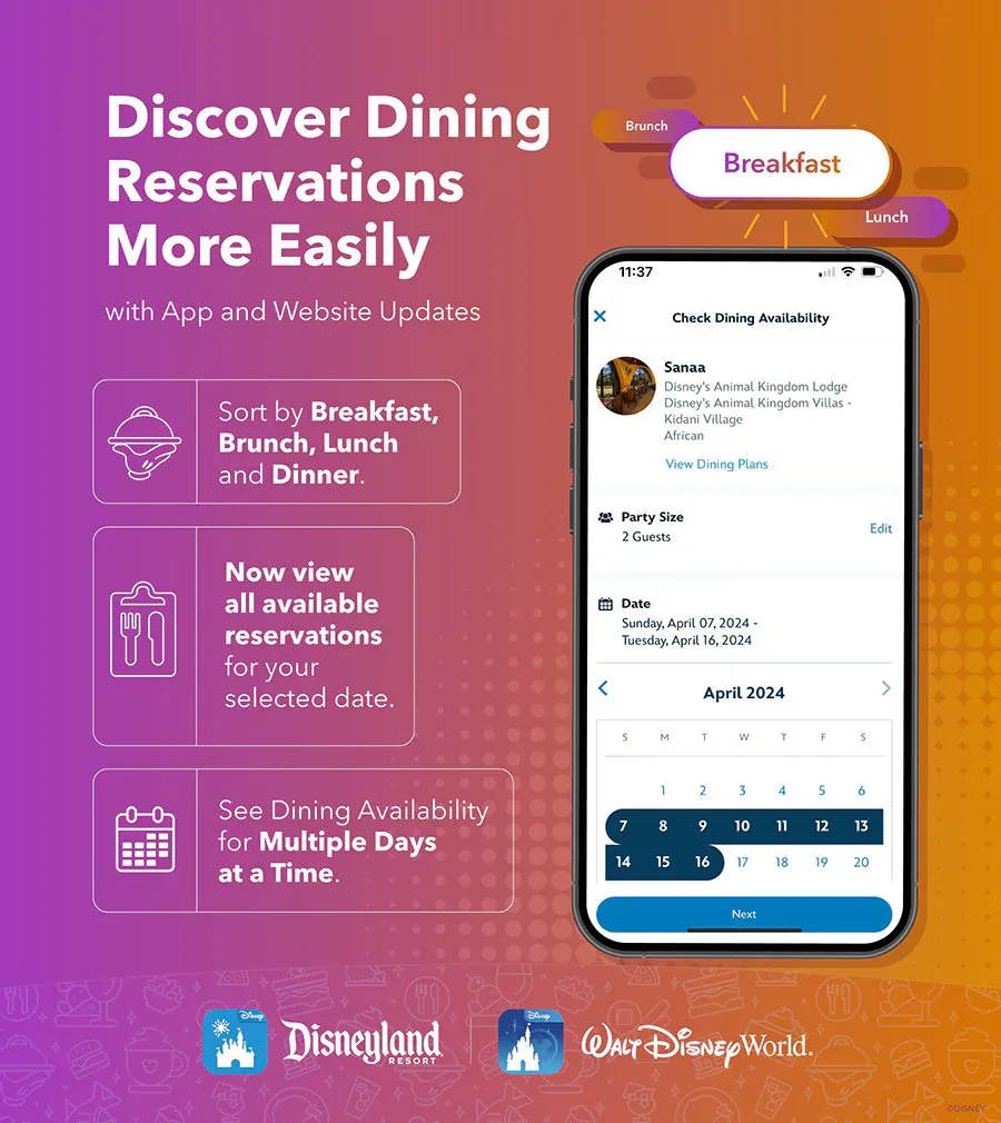 Reserva de restaurantes na Disney: mudanças no aplicativo! 1